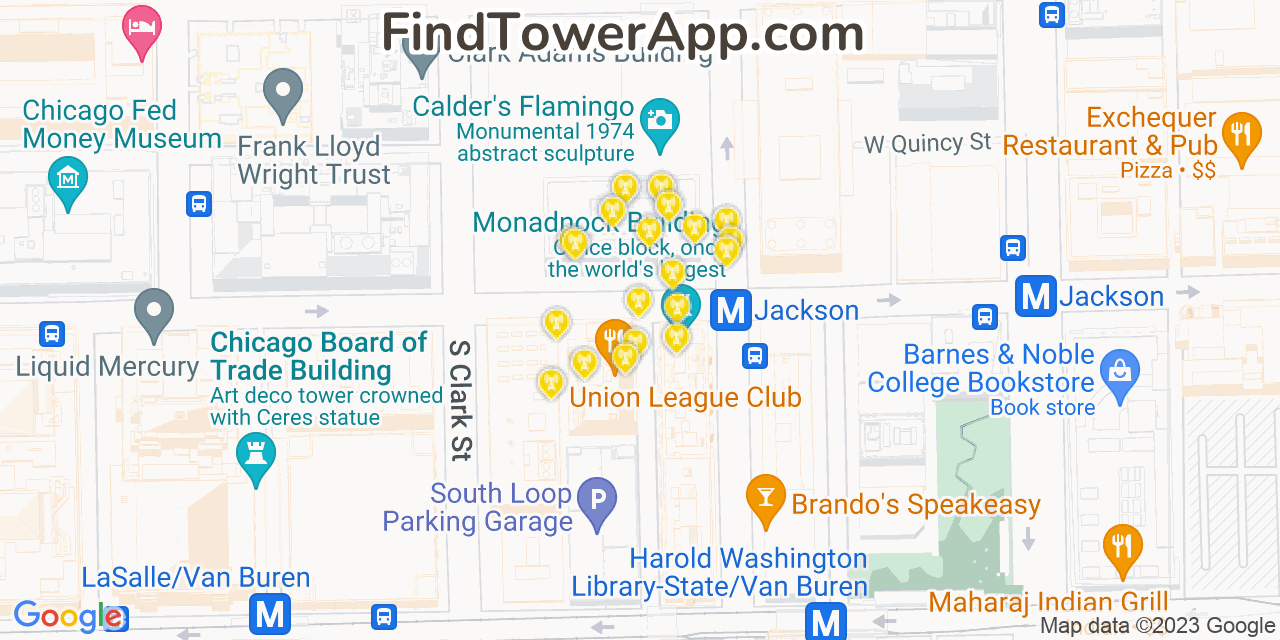 AT&T 4G/5G cell tower coverage map Chicago, Illinois