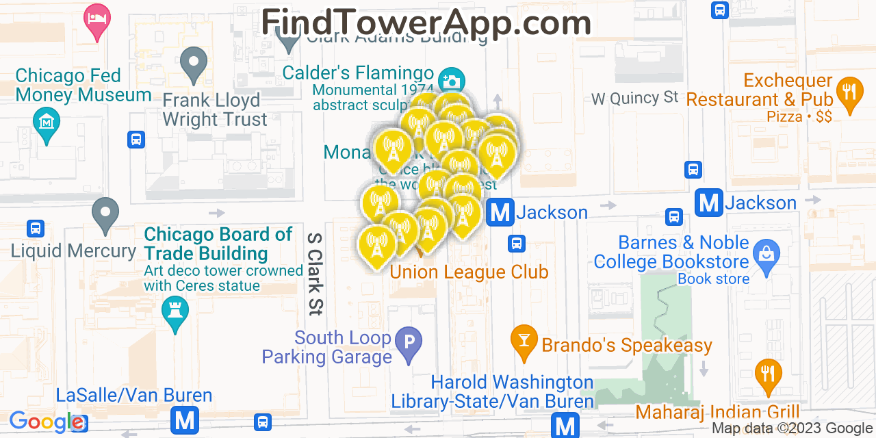 Verizon 4G/5G cell tower coverage map Chicago, Illinois