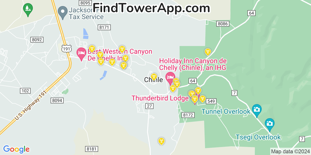 AT&T 4G/5G cell tower coverage map Chinle, Arizona