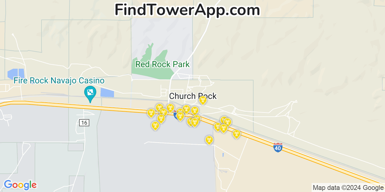 T-Mobile 4G/5G cell tower coverage map Church Rock, New Mexico