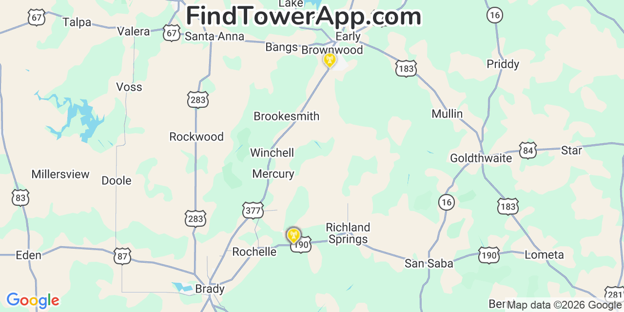 Map showing the 8 primary Verizon cell tower locations detected in Cï¾Ƒï½©Sar Chï¾Ƒï½¡Vez, Texas with coverage radius and signal strength indicators