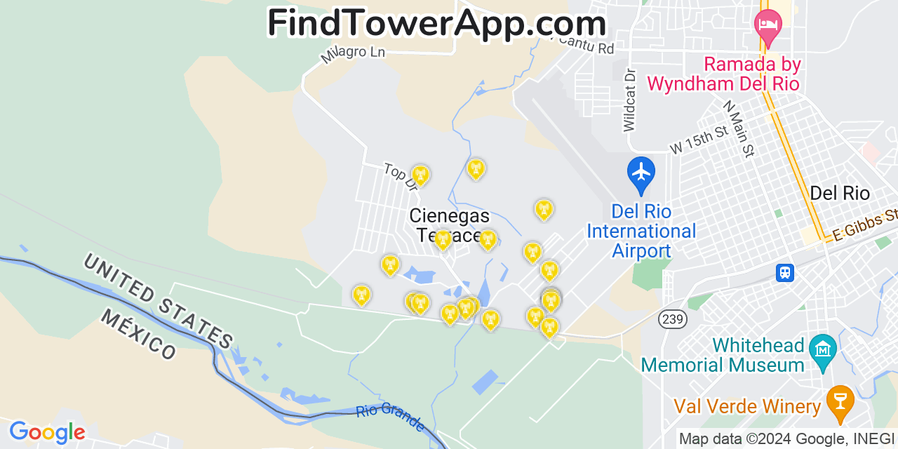 Verizon 4G/5G cell tower coverage map Cienegas Terrace, Texas
