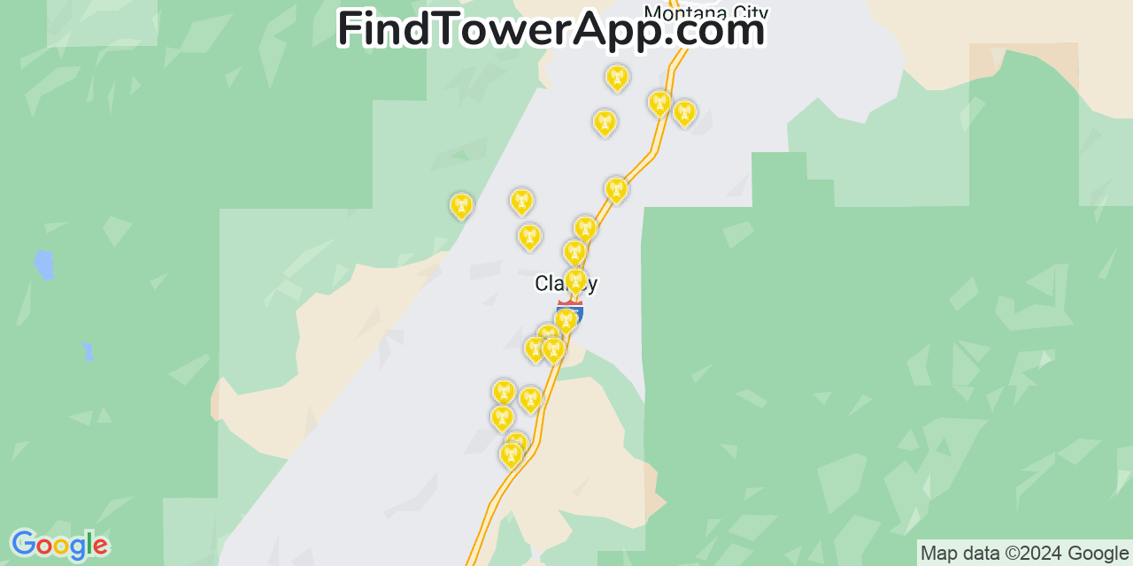 AT&T 4G/5G cell tower coverage map Clancy, Montana