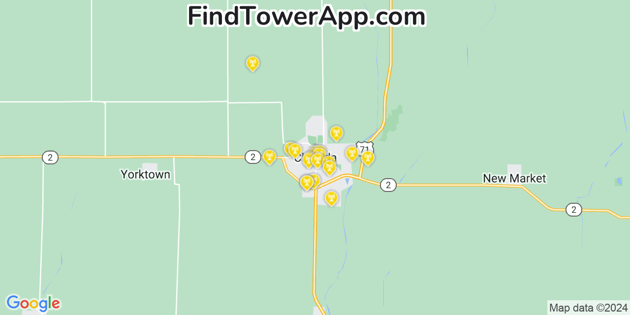 T-Mobile 4G/5G cell tower coverage map Clarinda, Iowa