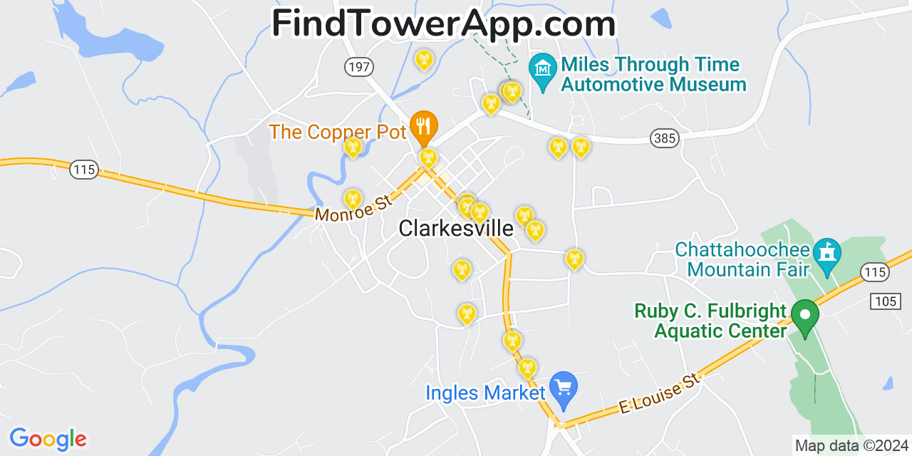 T-Mobile 4G/5G cell tower coverage map Clarkesville, Georgia