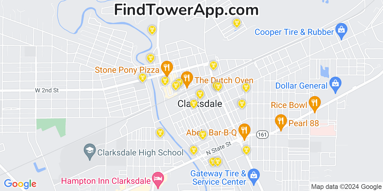 AT&T 4G/5G cell tower coverage map Clarksdale, Mississippi