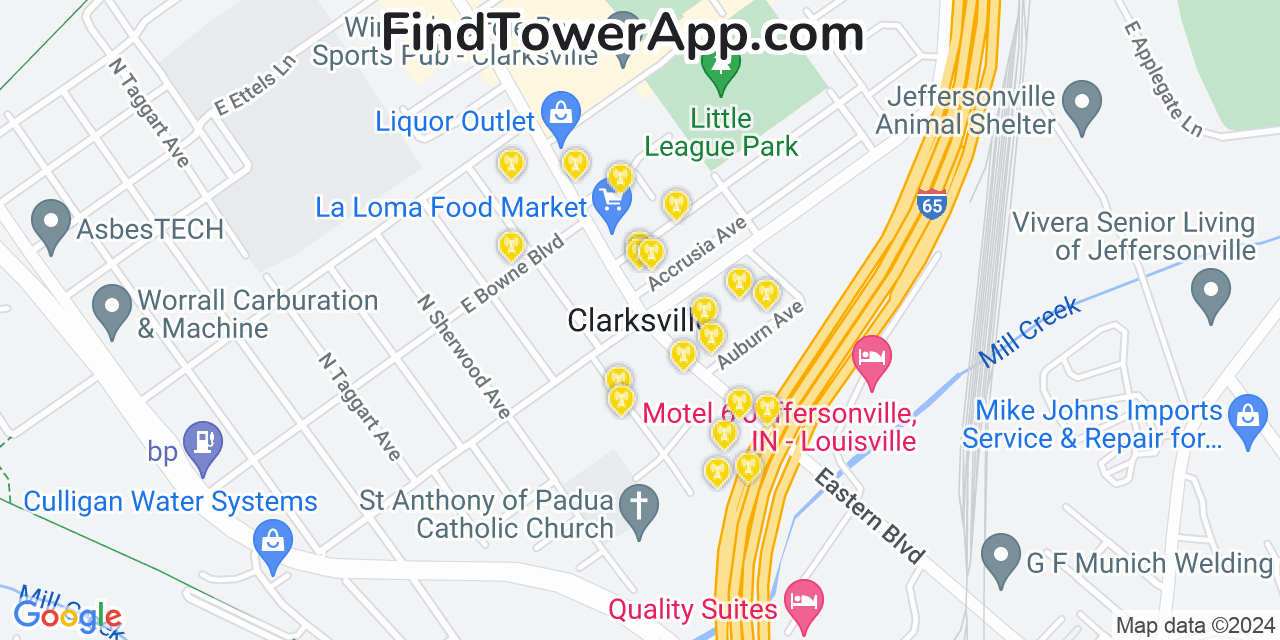 T-Mobile 4G/5G cell tower coverage map Clarksville, Indiana