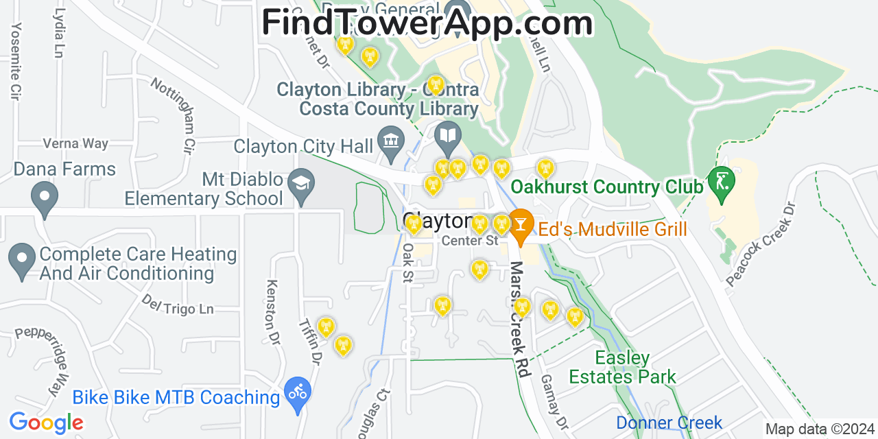 T-Mobile 4G/5G cell tower coverage map Clayton, California