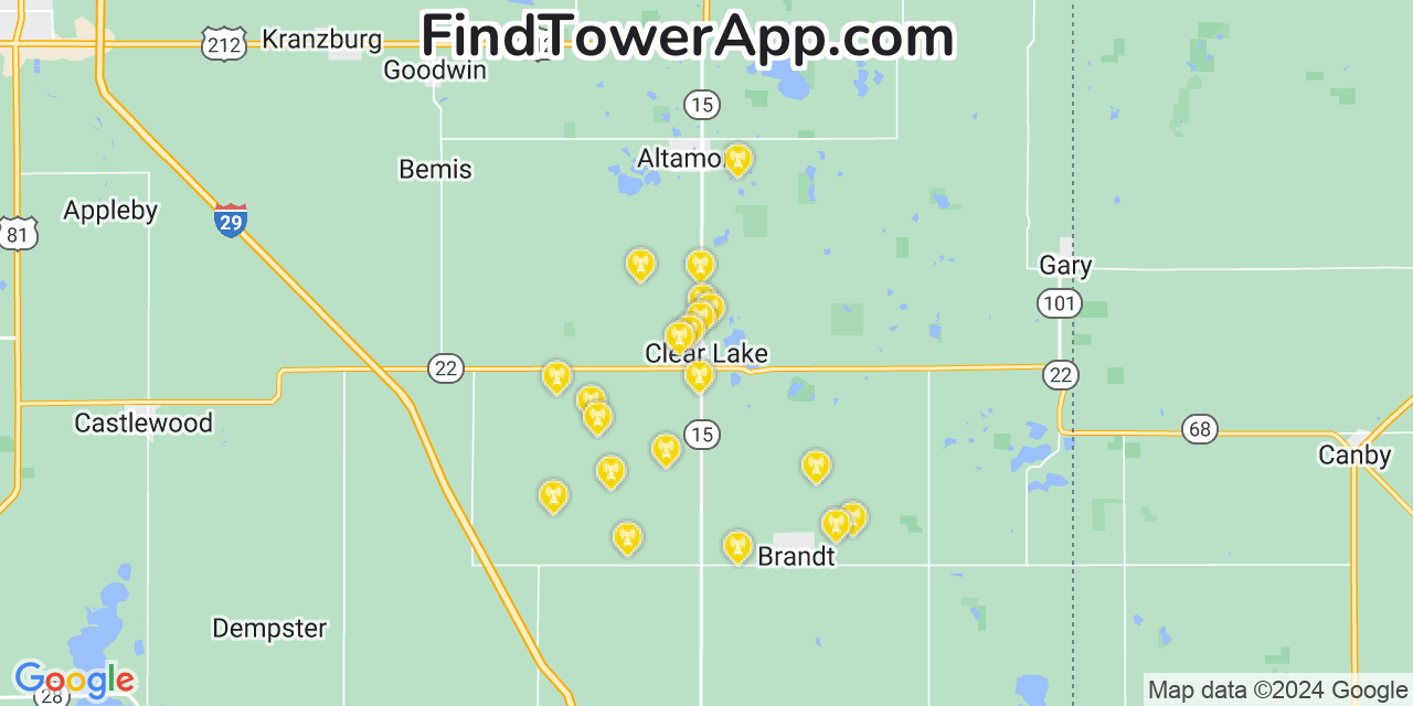 T-Mobile 4G/5G cell tower coverage map Clear Lake, South Dakota