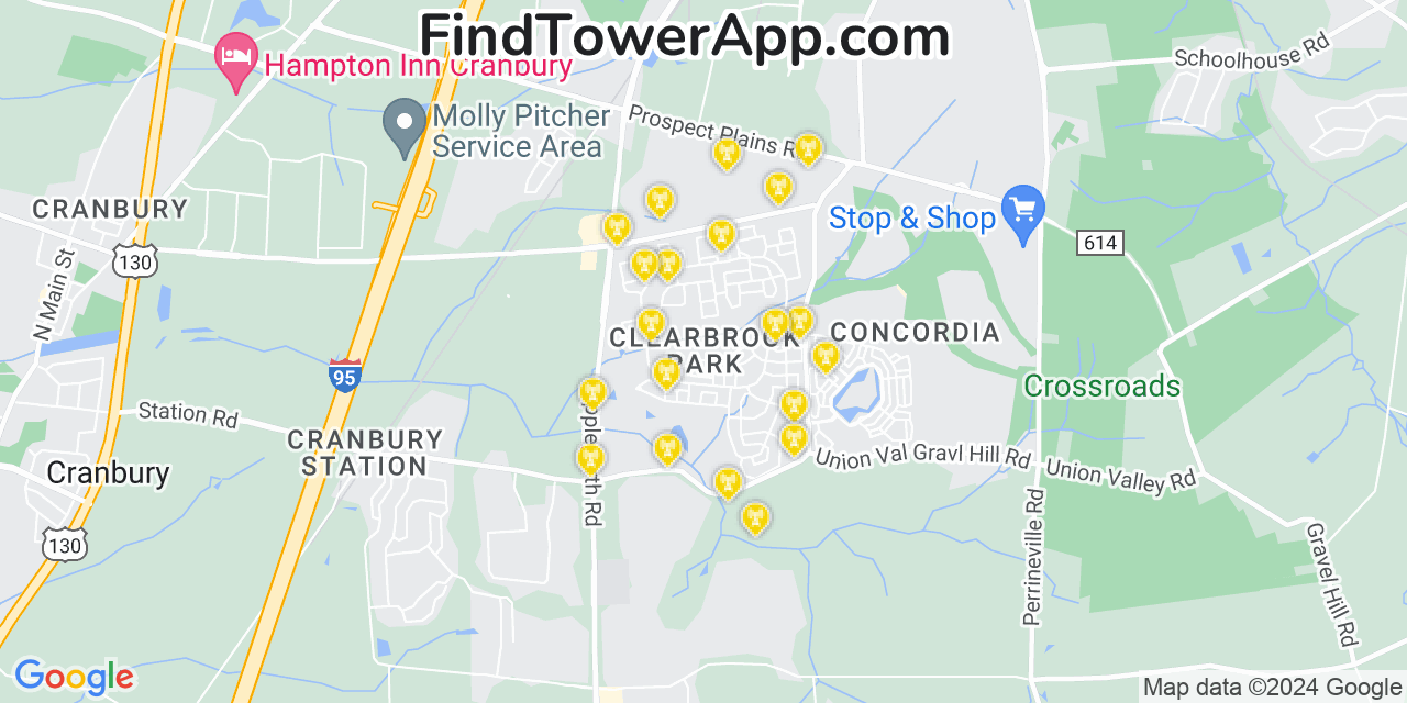 Verizon 4G/5G cell tower coverage map Clearbrook Park, New Jersey