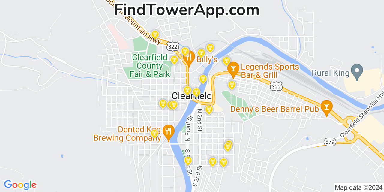 Verizon 4G/5G cell tower coverage map Clearfield, Pennsylvania