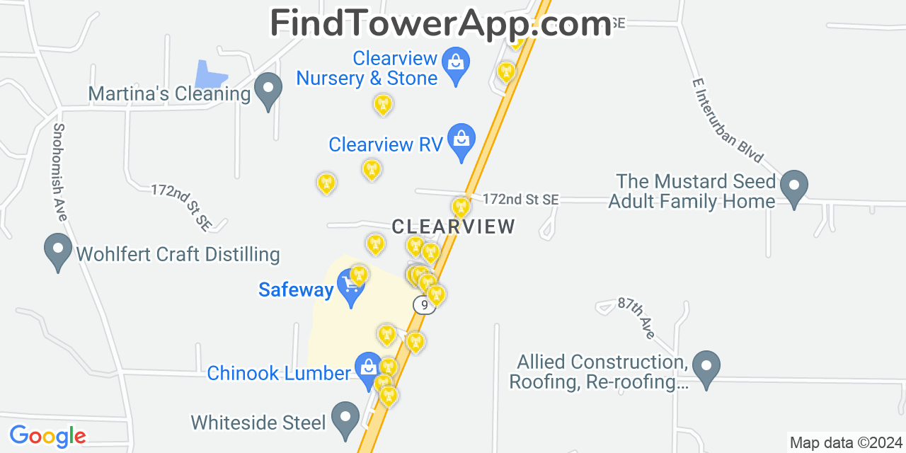 T-Mobile 4G/5G cell tower coverage map Clearview, Washington