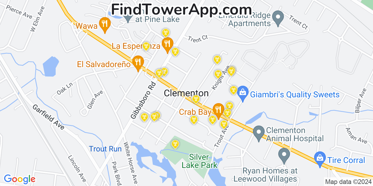 AT&T 4G/5G cell tower coverage map Clementon, New Jersey