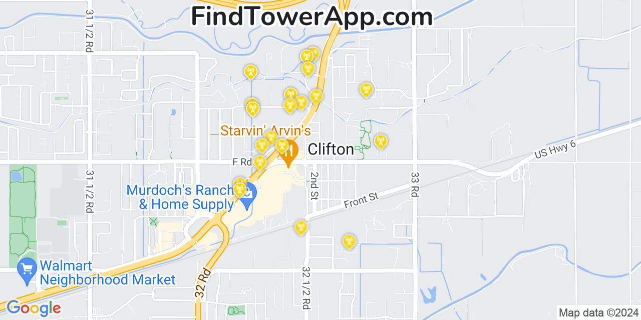 Verizon 4G/5G cell tower coverage map Clifton, Colorado