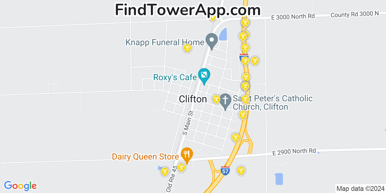 AT&T 4G/5G cell tower coverage map Clifton, Illinois