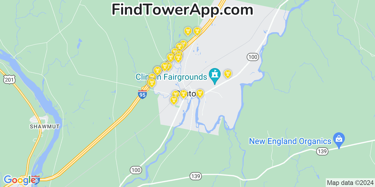 Verizon 4G/5G cell tower coverage map Clinton, Maine