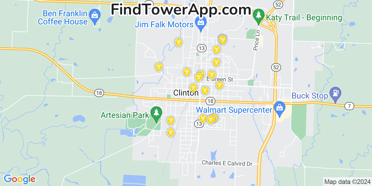 T-Mobile 4G/5G cell tower coverage map Clinton, Missouri