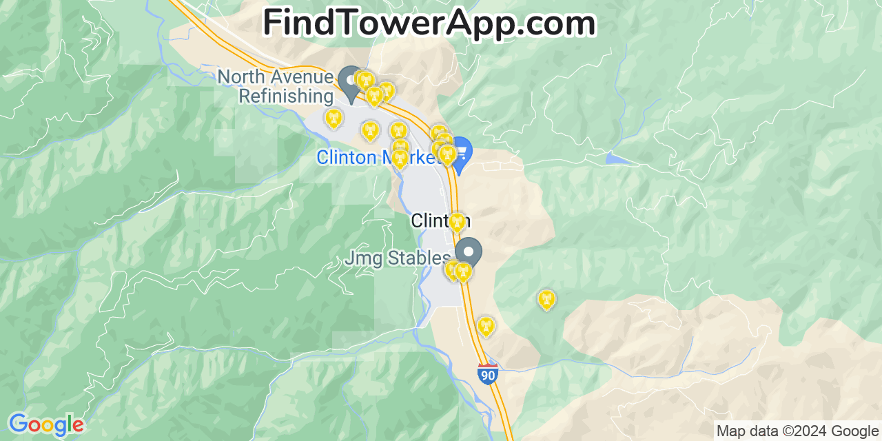 AT&T 4G/5G cell tower coverage map Clinton, Montana