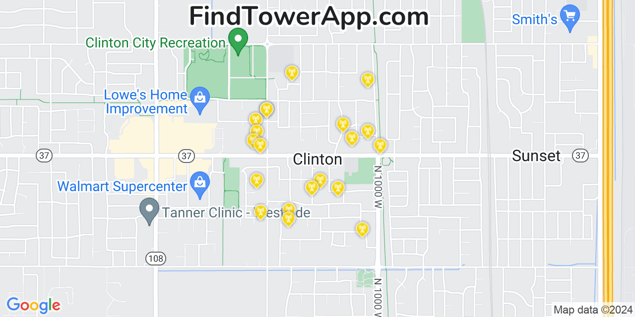 AT&T 4G/5G cell tower coverage map Clinton, Utah