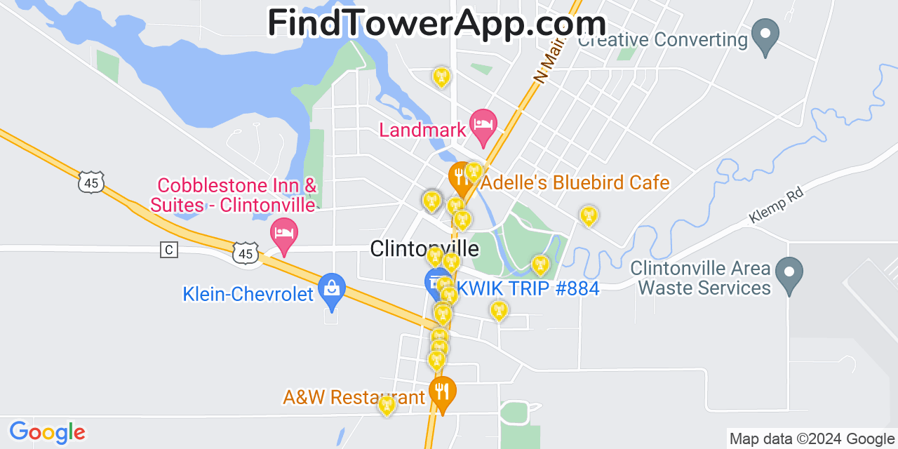 T-Mobile 4G/5G cell tower coverage map Clintonville, Wisconsin