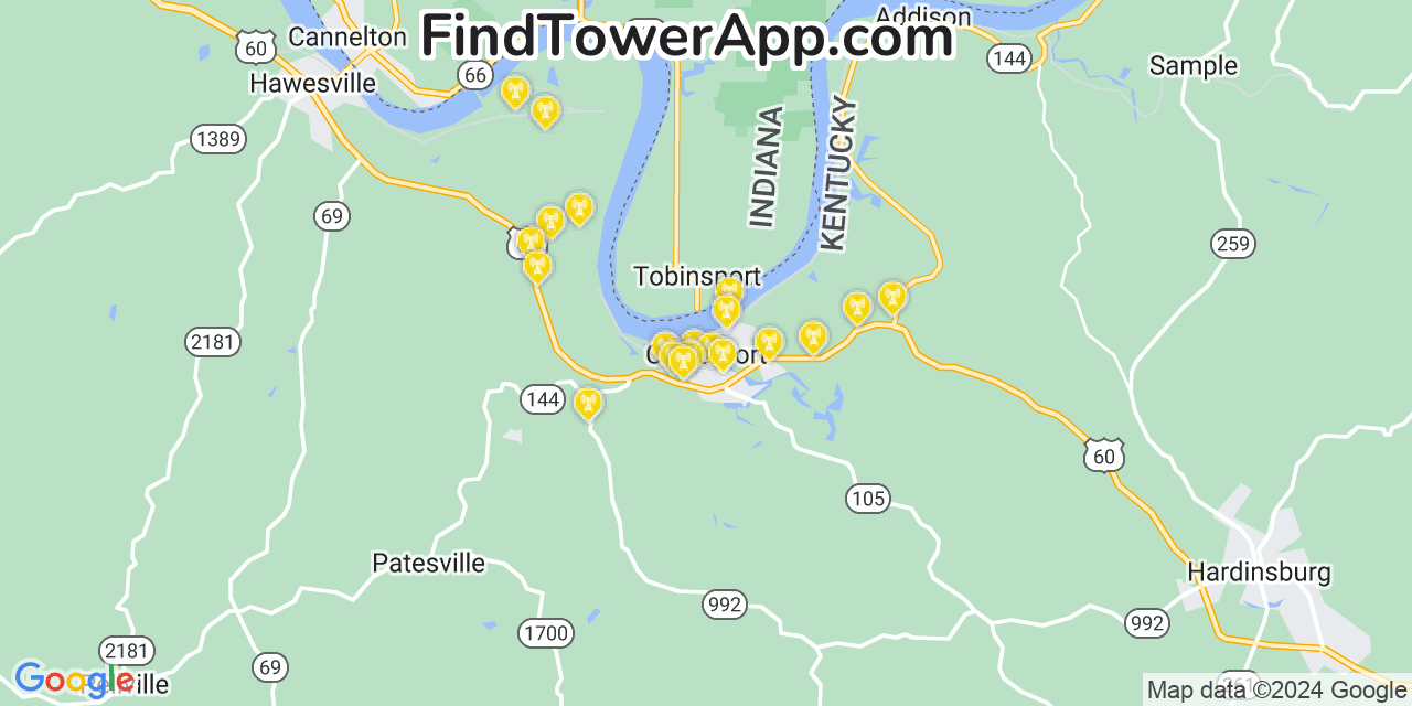 T-Mobile 4G/5G cell tower coverage map Cloverport, Kentucky