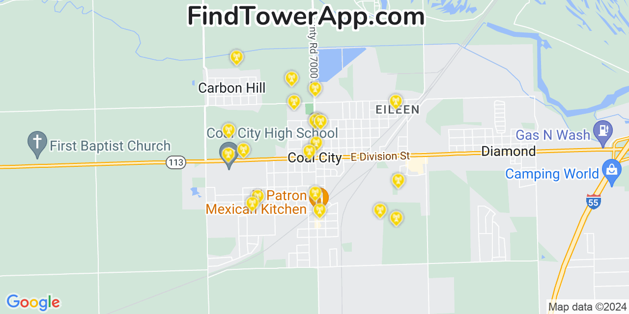 Verizon 4G/5G cell tower coverage map Coal City, Illinois