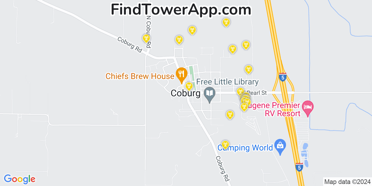 Verizon 4G/5G cell tower coverage map Coburg, Oregon