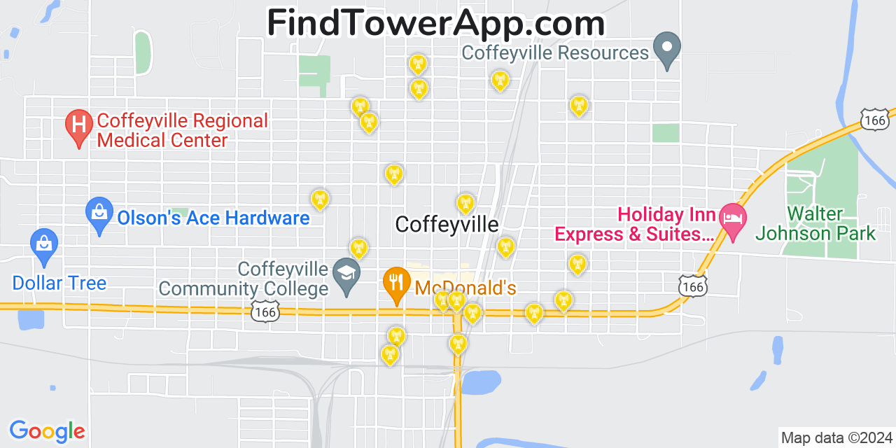 T-Mobile 4G/5G cell tower coverage map Coffeyville, Kansas