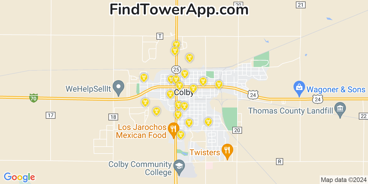 Verizon 4G/5G cell tower coverage map Colby, Kansas