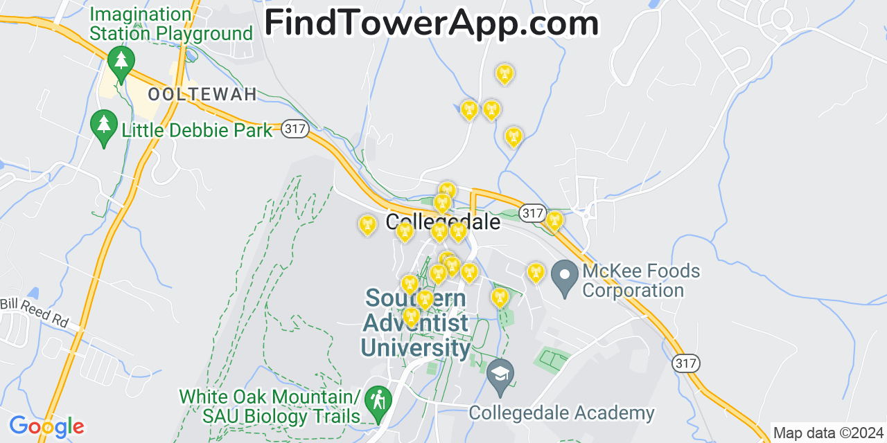 T-Mobile 4G/5G cell tower coverage map Collegedale, Tennessee