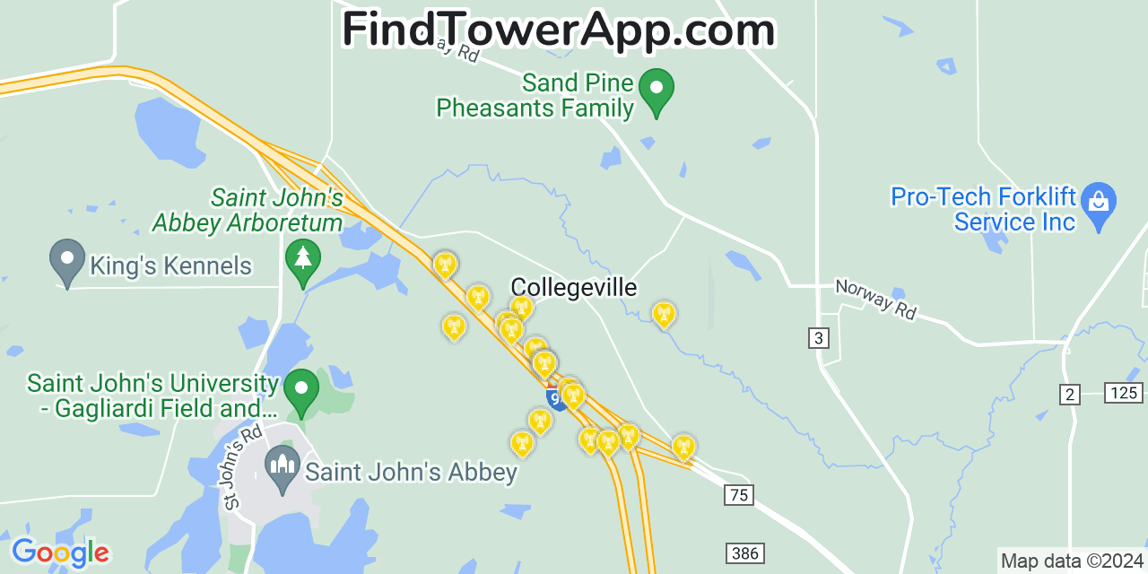 Verizon 4G/5G cell tower coverage map Collegeville, Minnesota