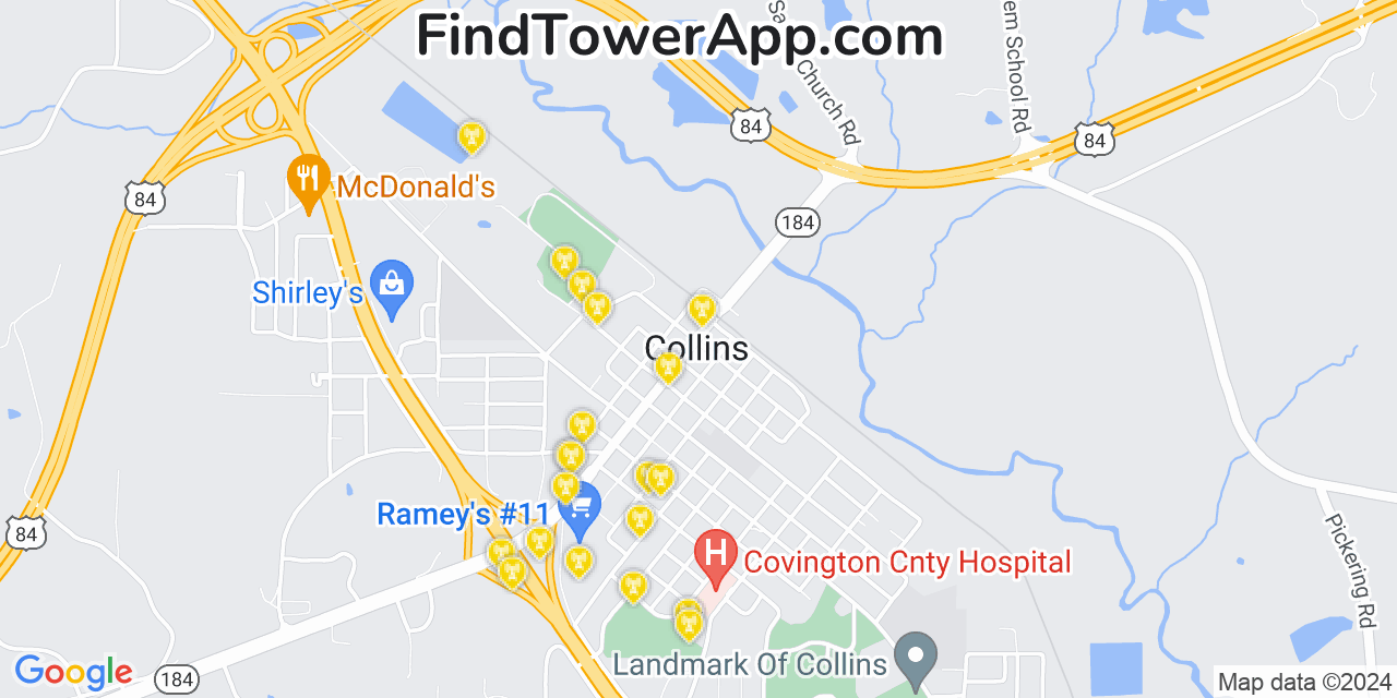 T-Mobile 4G/5G cell tower coverage map Collins, Mississippi