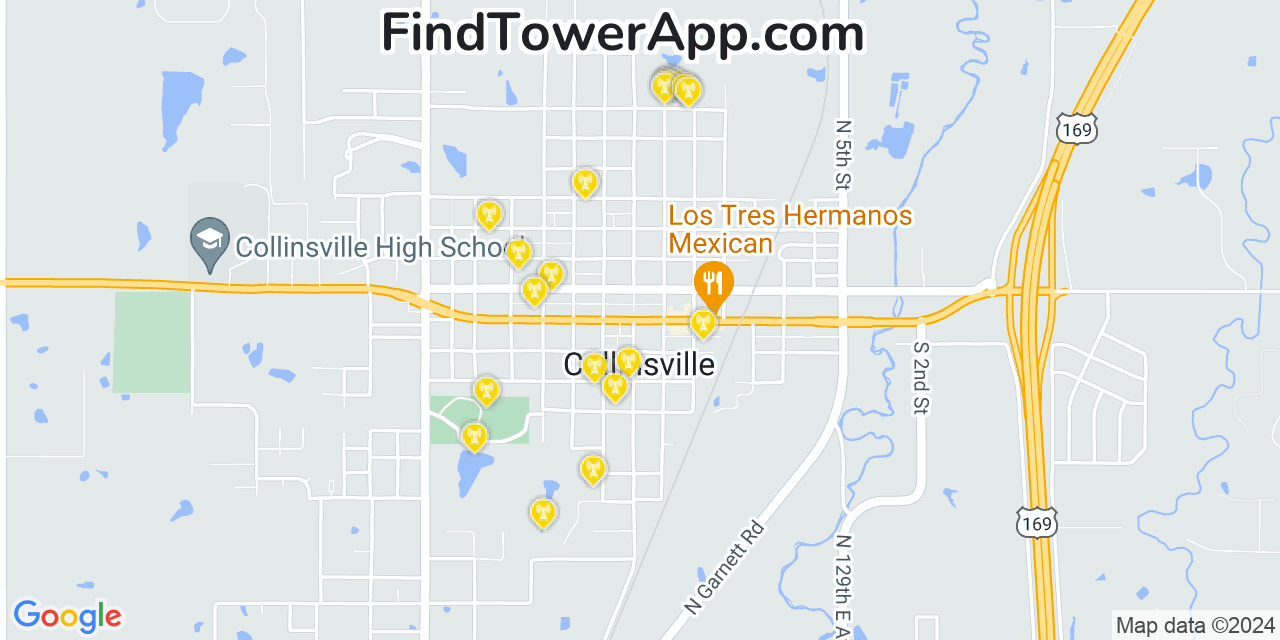 AT&T 4G/5G cell tower coverage map Collinsville, Oklahoma