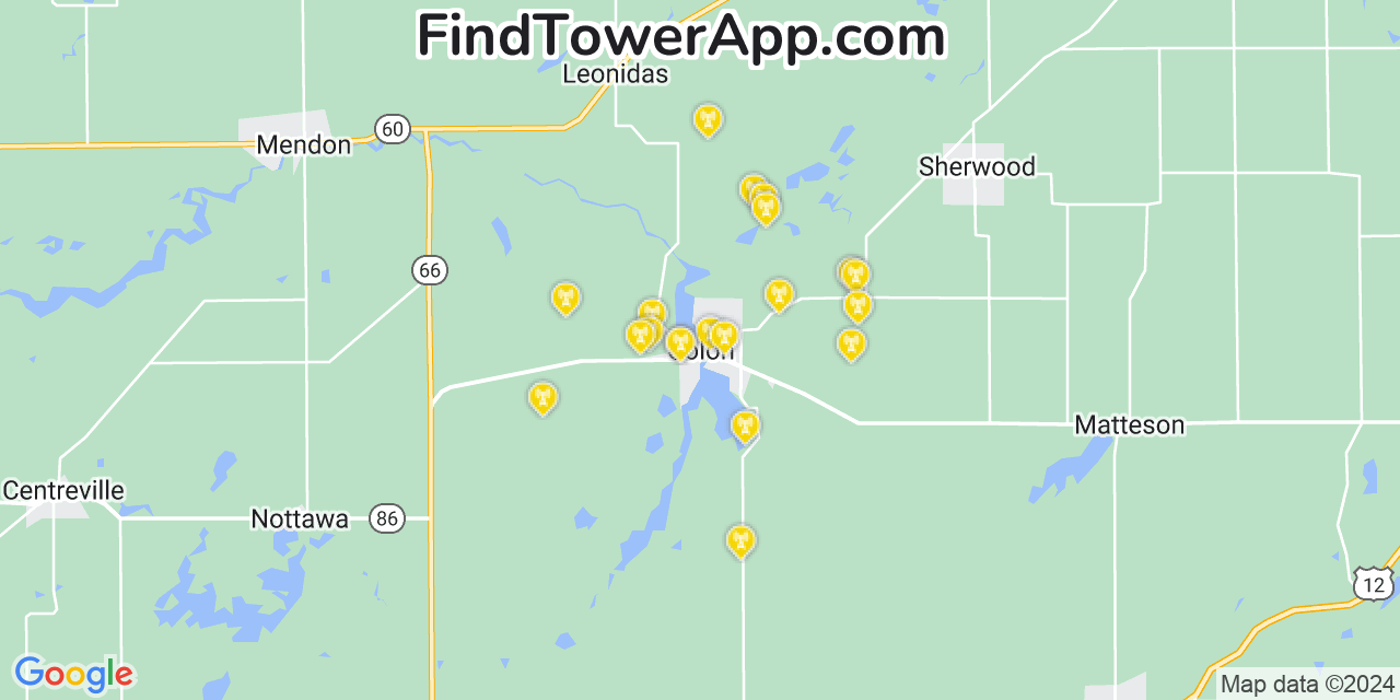 Verizon 4G/5G cell tower coverage map Colon, Michigan