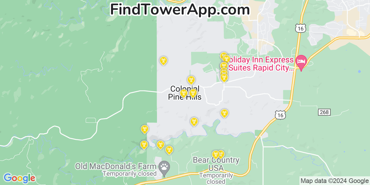 T-Mobile 4G/5G cell tower coverage map Colonial Pine Hills, South Dakota