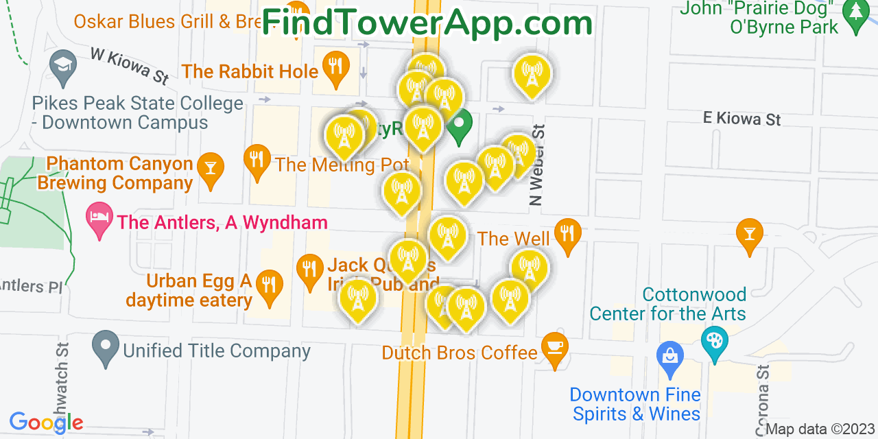 Verizon 4G/5G cell tower coverage map Colorado Springs, Colorado