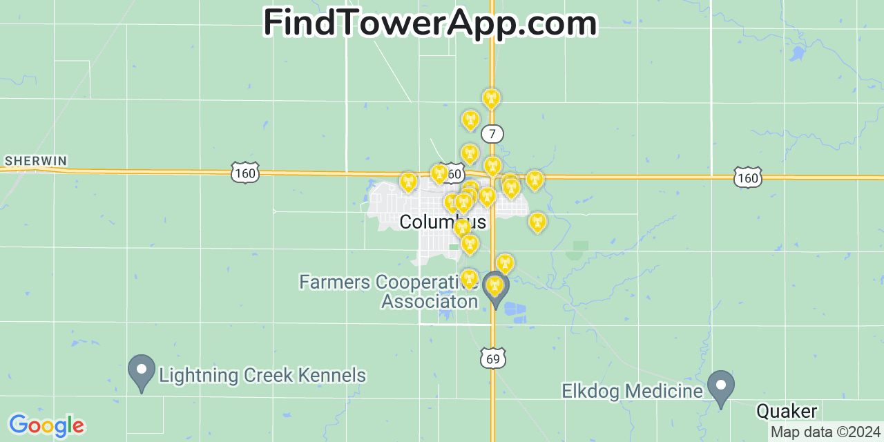 T-Mobile 4G/5G cell tower coverage map Columbus, Kansas