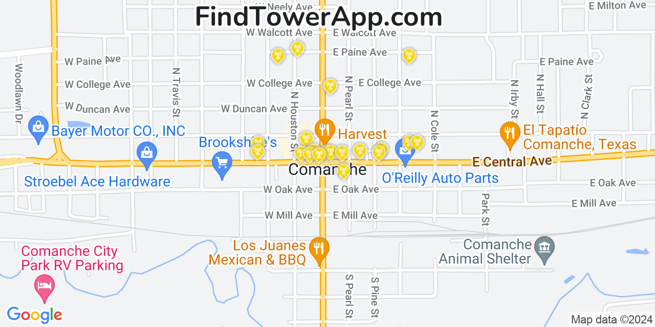AT&T 4G/5G cell tower coverage map Comanche, Texas