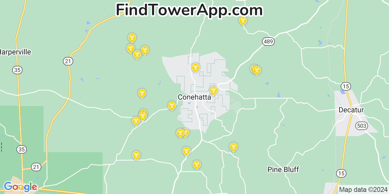 Verizon 4G/5G cell tower coverage map Conehatta, Mississippi