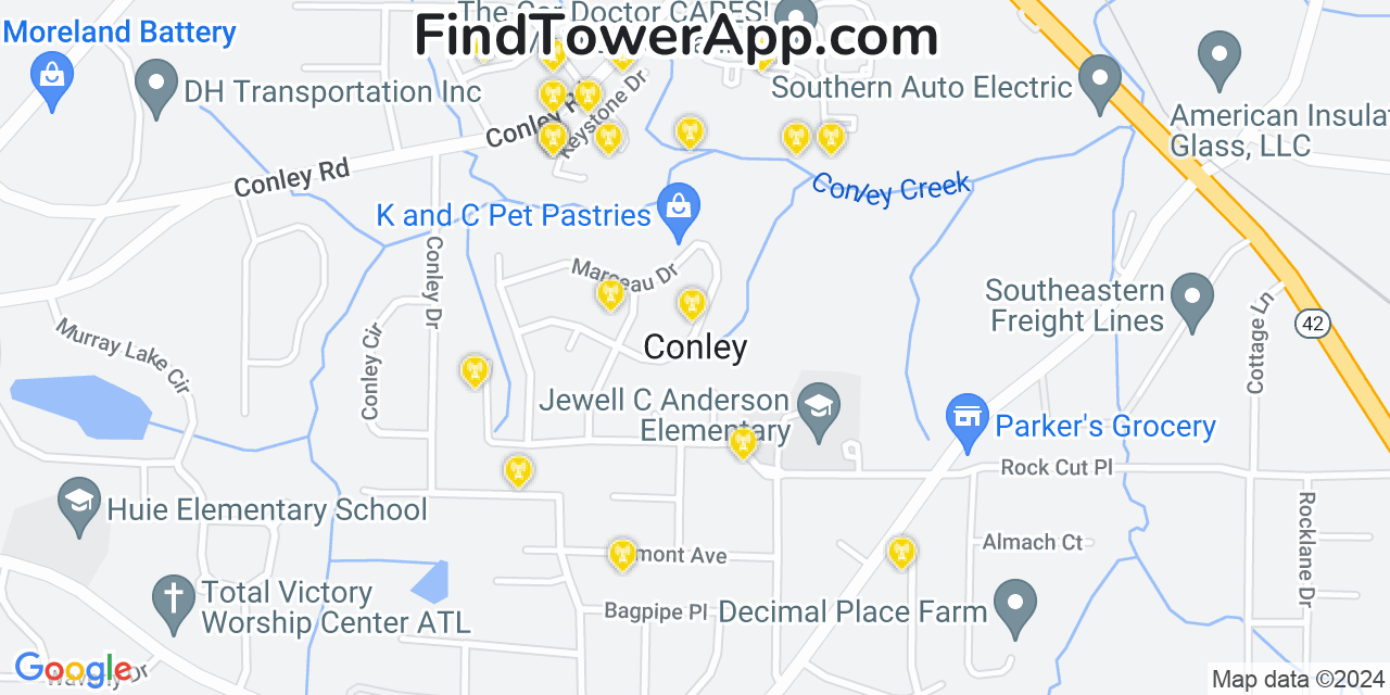 T-Mobile 4G/5G cell tower coverage map Conley, Georgia