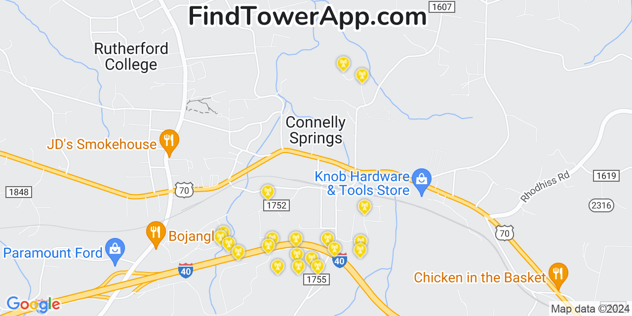 Verizon 4G/5G cell tower coverage map Connelly Springs, North Carolina