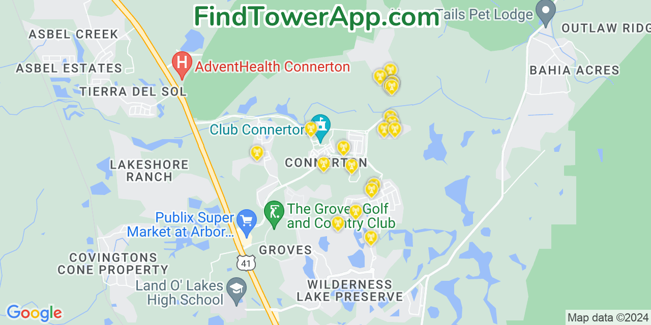 Verizon 4G/5G cell tower coverage map Connerton, Florida