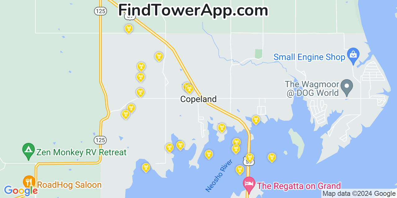 T-Mobile 4G/5G cell tower coverage map Copeland, Oklahoma