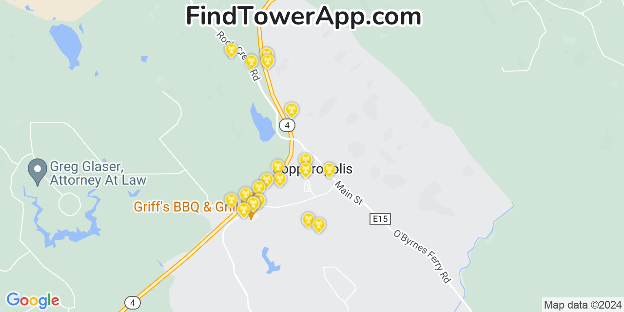 Verizon 4G/5G cell tower coverage map Copperopolis, California