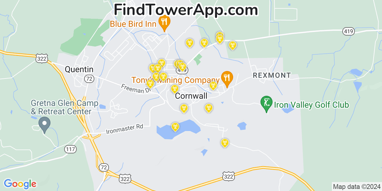 T-Mobile 4G/5G cell tower coverage map Cornwall, Pennsylvania