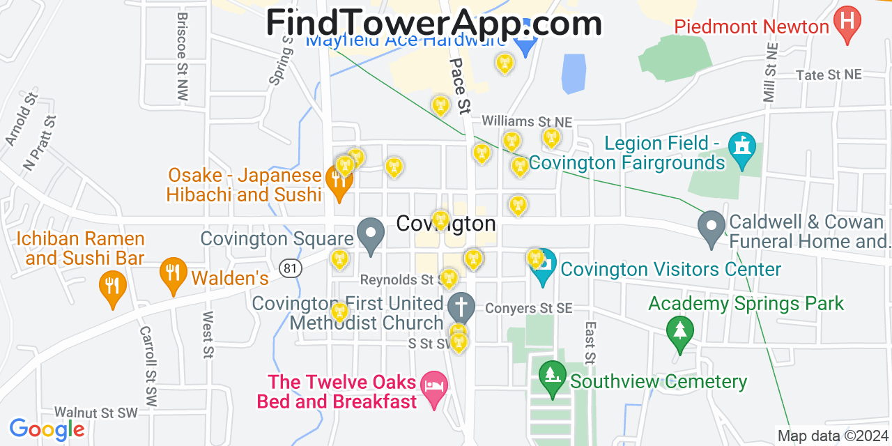 T-Mobile 4G/5G cell tower coverage map Covington, Georgia