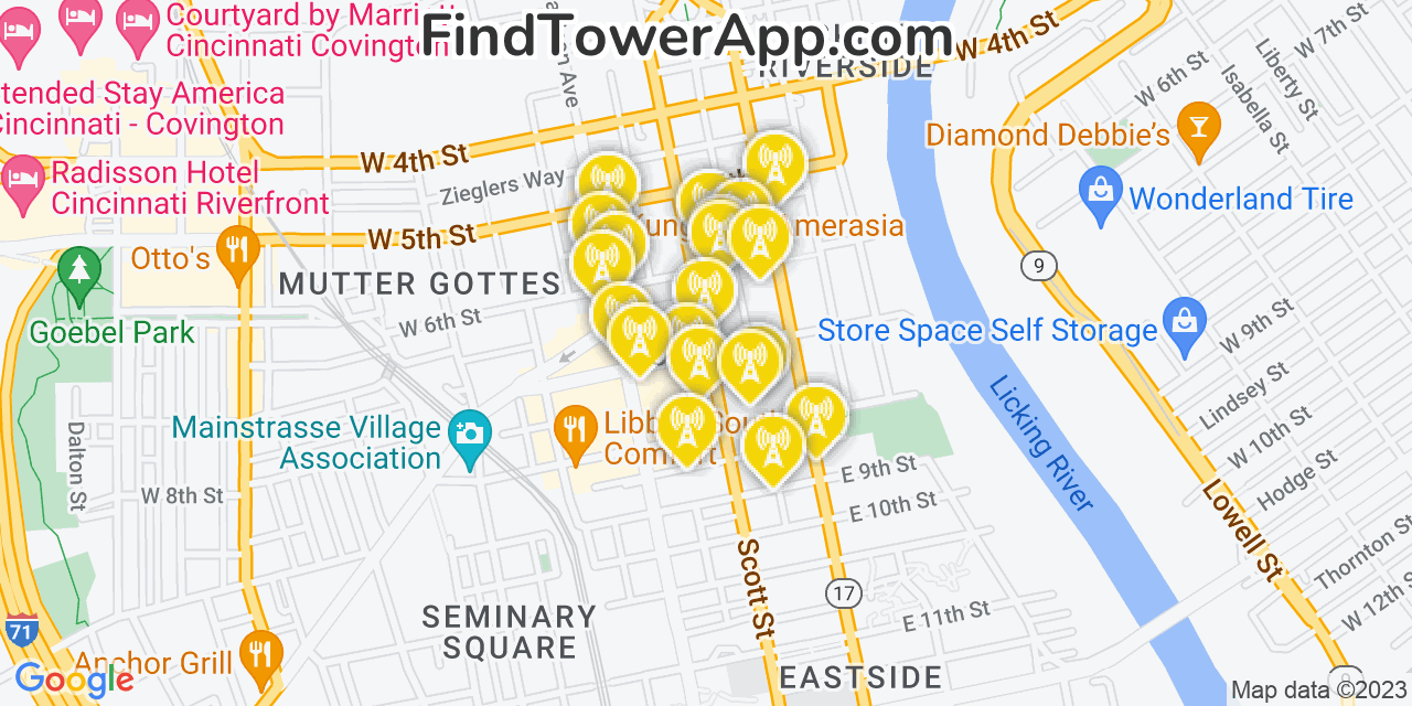 Covington Kentucky Cell Tower Coverage Map