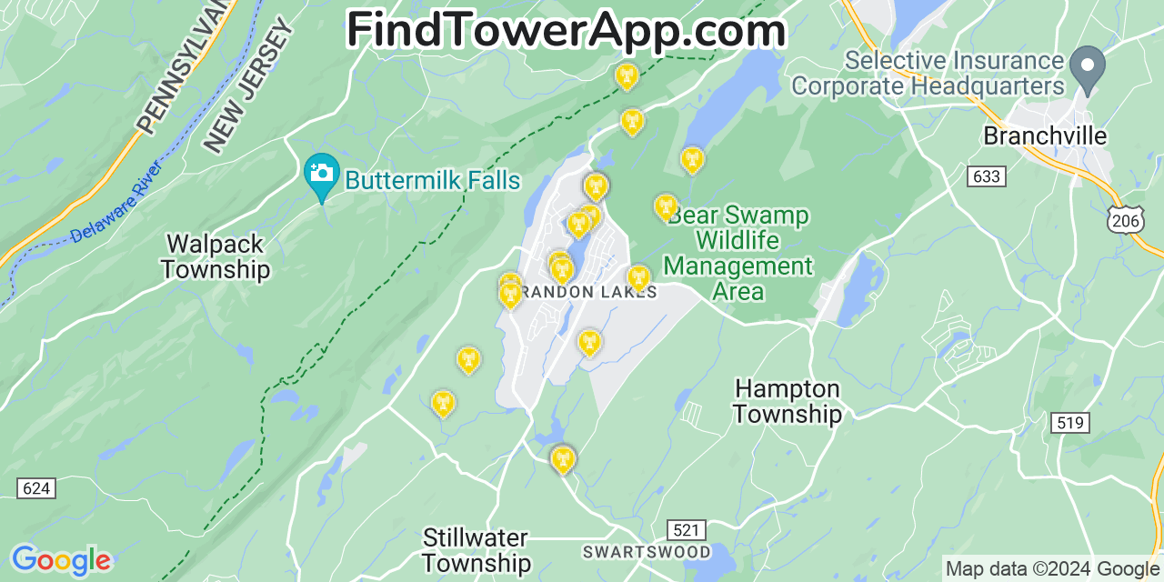 AT&T 4G/5G cell tower coverage map Crandon Lakes, New Jersey