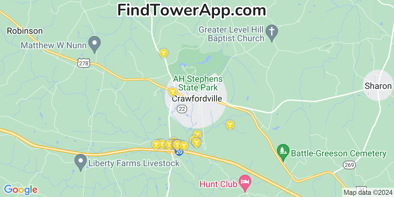 T-Mobile 4G/5G cell tower coverage map Crawfordville, Georgia