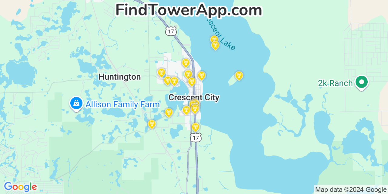 Crescent City Florida Cell Tower Coverage Map